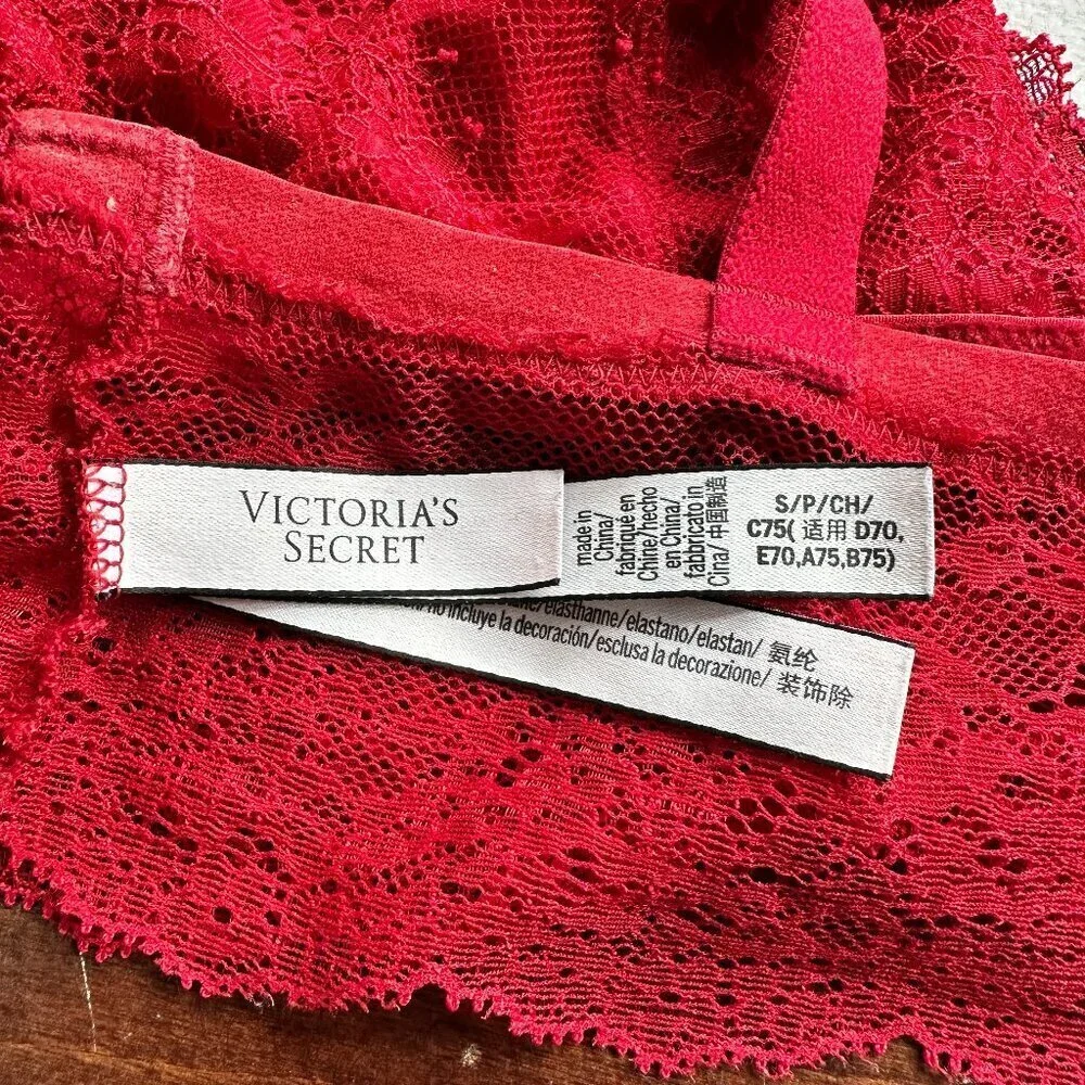 VICTORIA'S SECRET Red Lace Bralette Bra Top Cropped Size Small